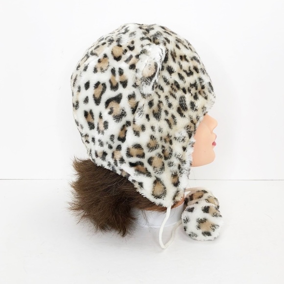 Kitty cat leopard faux fur trapper hat - Picture 3 of 8